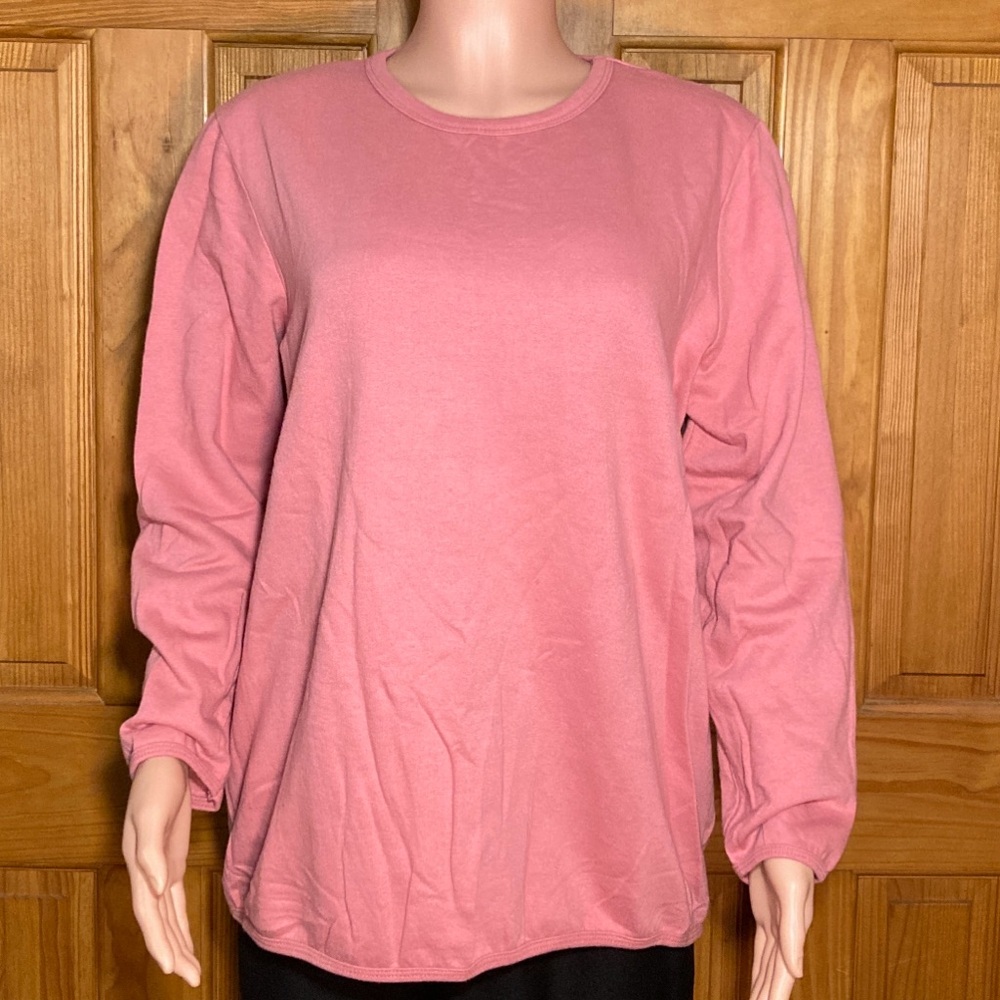 NWOT Blair Vintage 90s Fleece Top Long Sleeve Sweatshirt Pink Size L Large